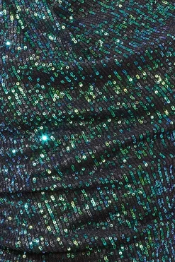 Blouses^* Asymmetric Sequin Balloon Sleeve Top Emerald