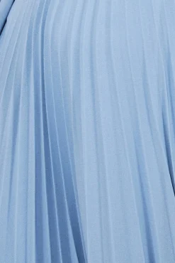 Maxi Dresses^* Bardot Chiffon Pleated Maxi Blue