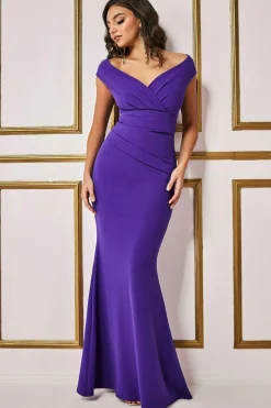 Maxi Dresses^* Bardot Pleated Maxi Dress Purple