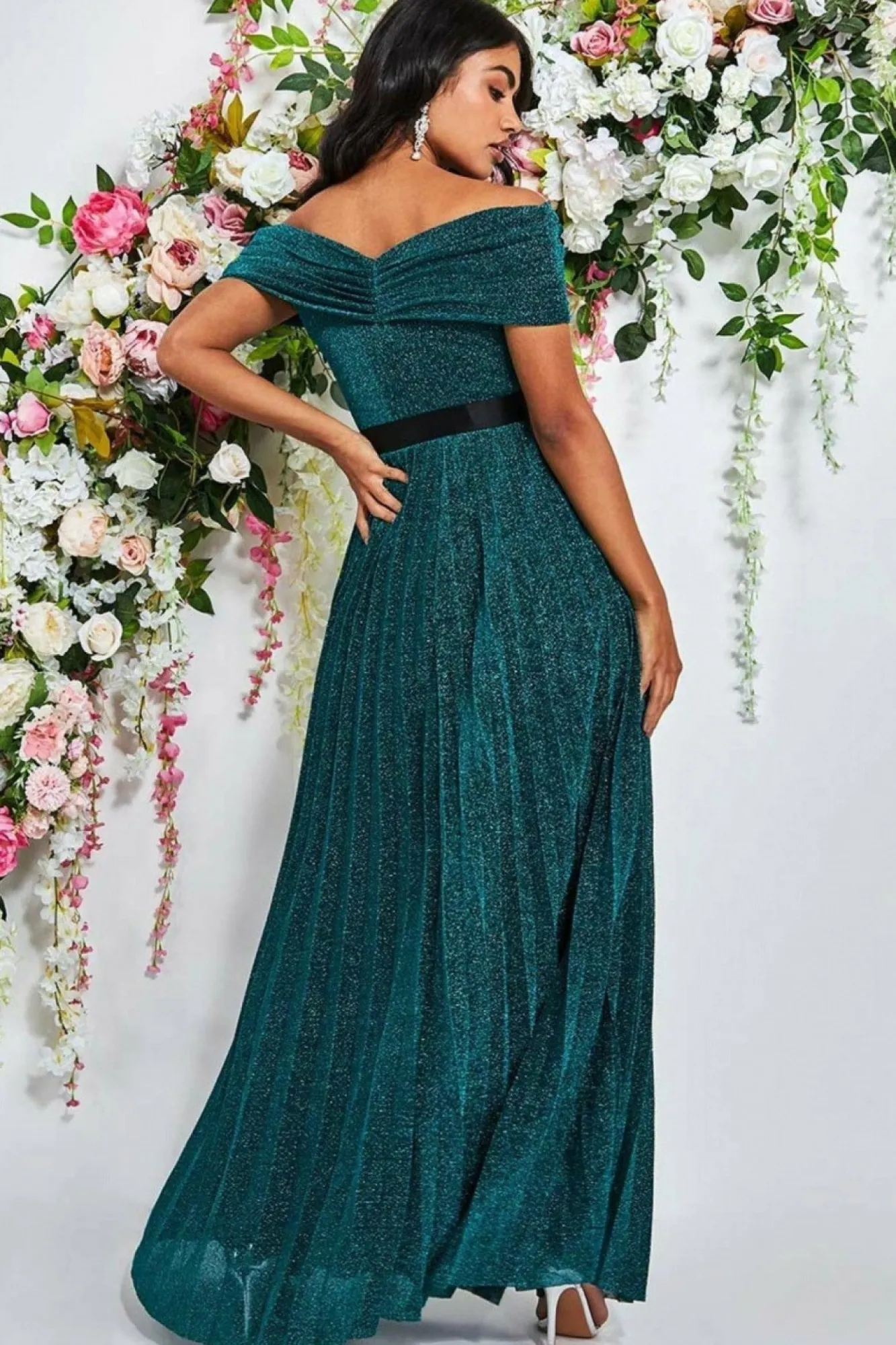 Maxi Dresses^* Bardot Pleated Skirt Maxi Emerald