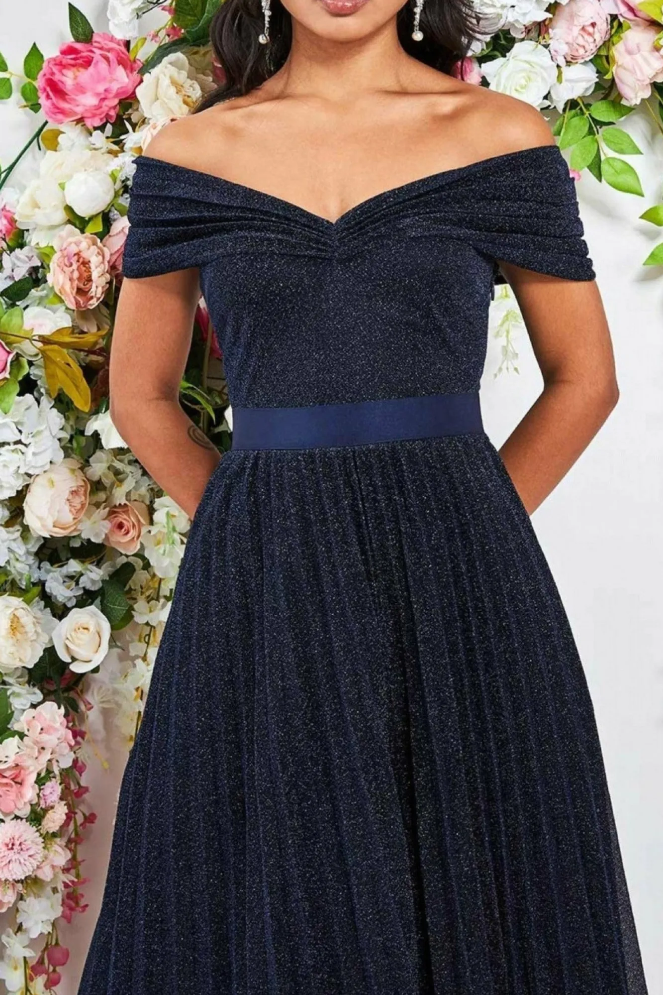 Maxi Dresses^* Bardot Pleated Skirt Maxi Navy