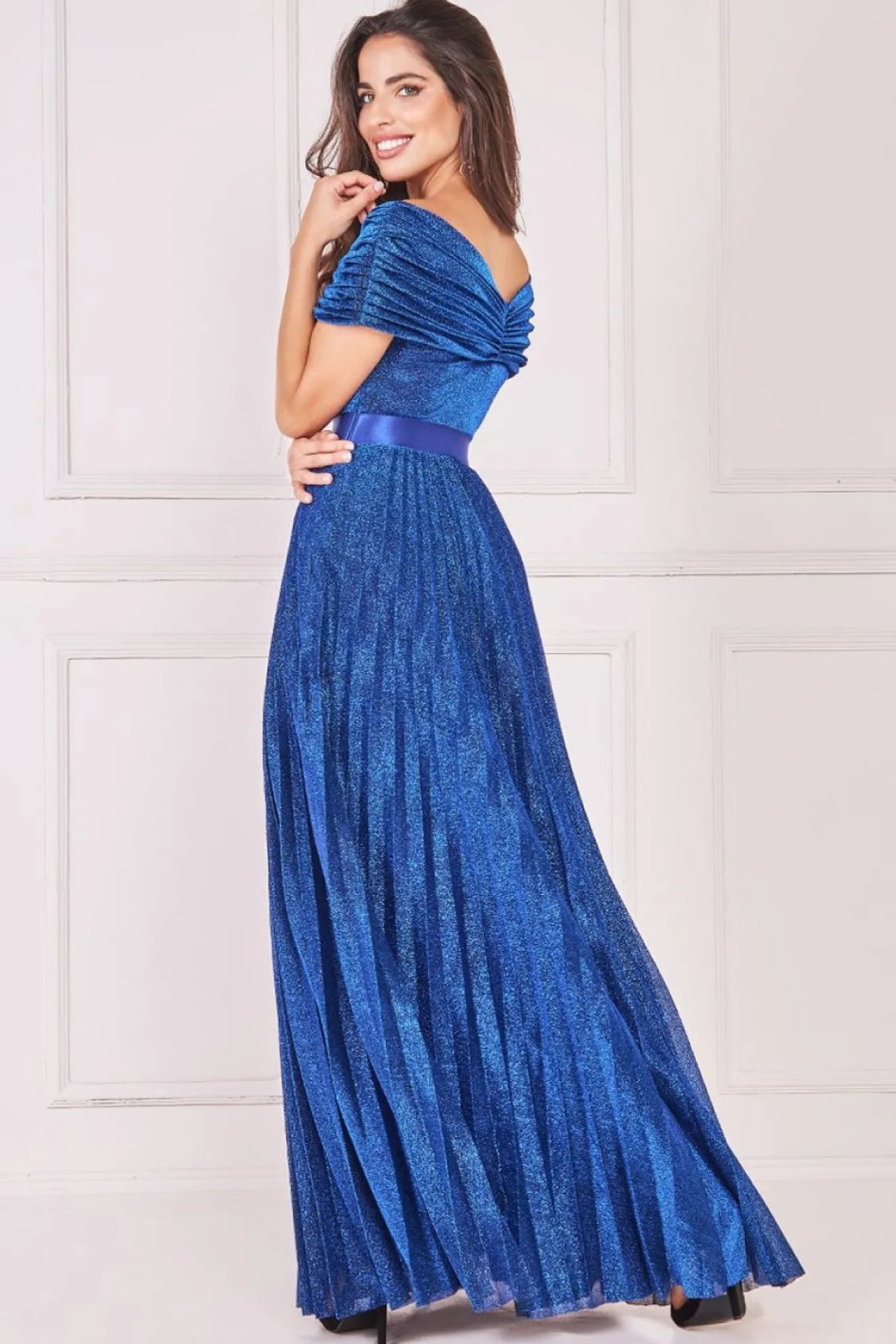 Maxi Dresses^* Bardot Pleated Skirt Maxi Royalblue