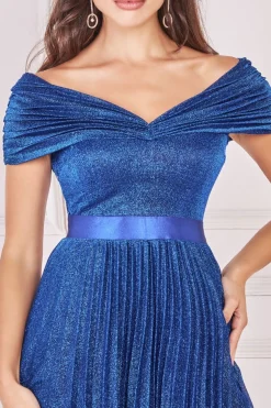 Maxi Dresses^* Bardot Pleated Skirt Maxi Royalblue