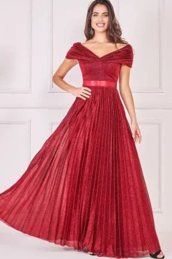 Maxi Dresses^* Bardot Pleated Skirt Maxi Wine