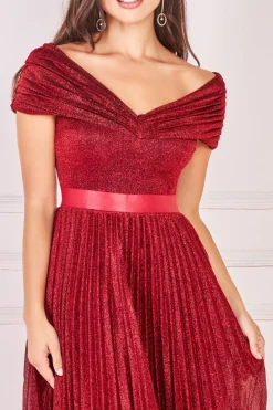 Maxi Dresses^* Bardot Pleated Skirt Maxi Wine