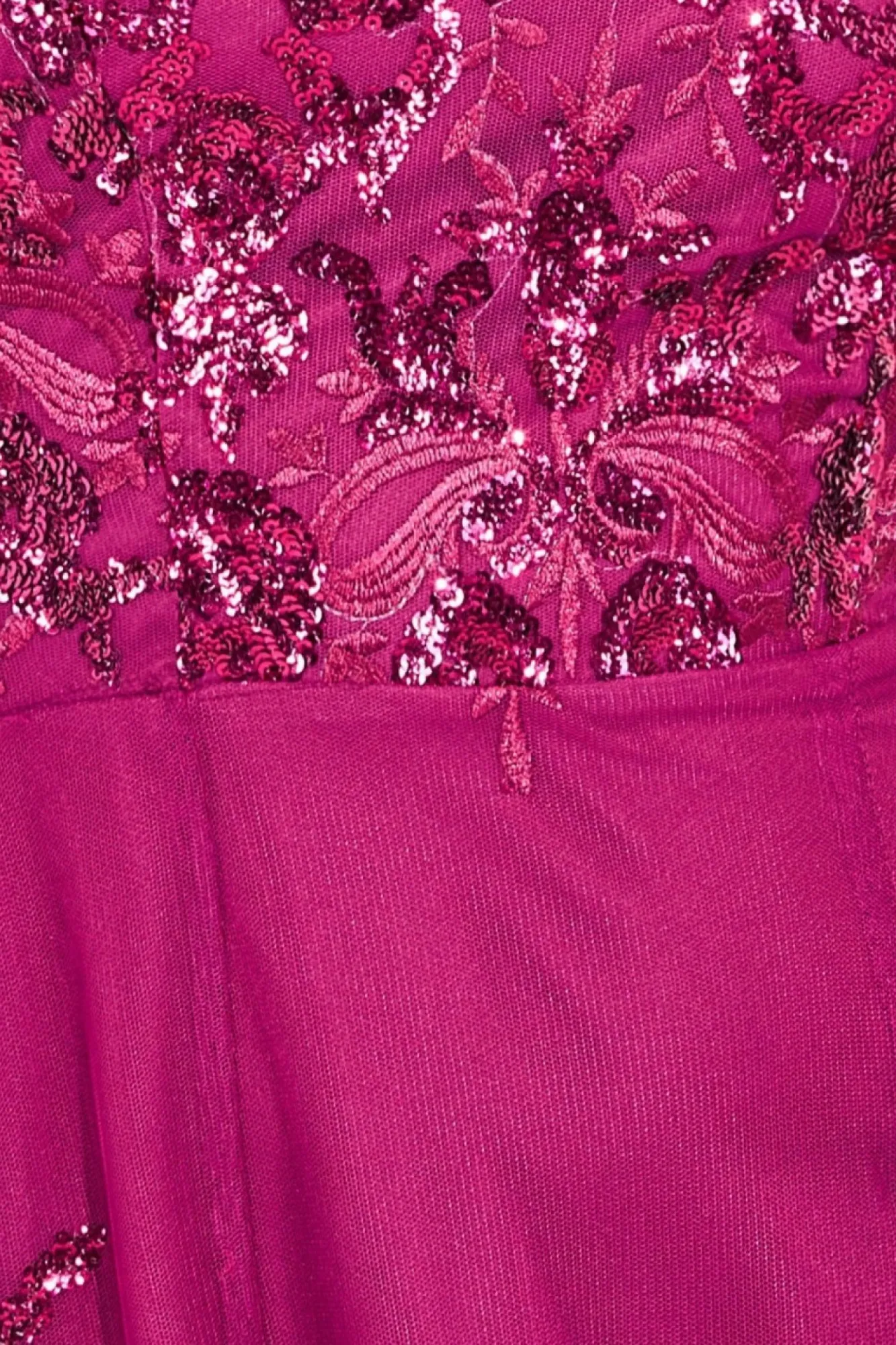 Midi Dresses^* Bardot Sequin & Lace High Low Midi Magenta