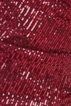 Maxi Dresses^* Bardot Sequin Pleated Maxi Dress Wine