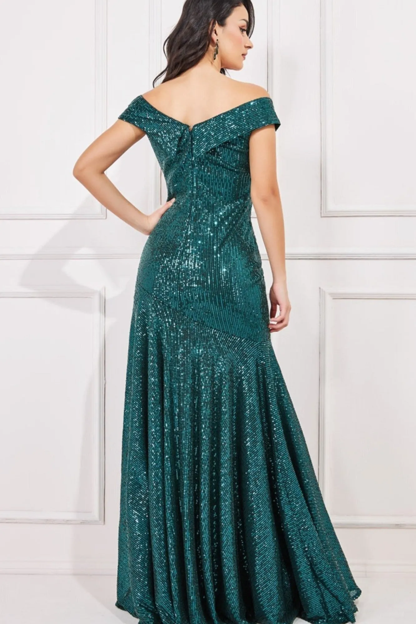 Maxi Dresses^* Bardot Sequin Pleated Maxi Dress Green Emerald