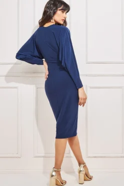 Midi Dresses^* Batwing Sleeve Midi Dress Navy