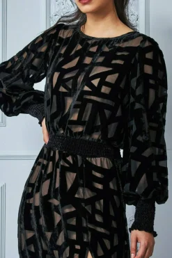 Maxi Dresses^* Burnout Velvet Maxi Dress Black