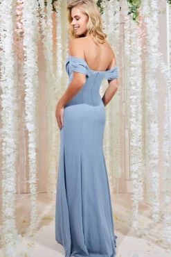 Maxi Dresses^* Chiffon Bardot Cowl Neck Maxi Dress Duskyblue