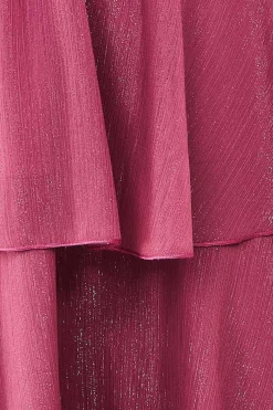 Midi Dresses^* Chiffon Layered Flutter Sleeve Midi Dress Pink
