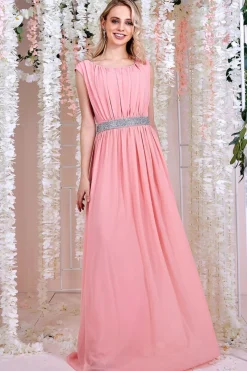 Maxi Dresses^* Chiffon Maxi With Embellished Belt Peach