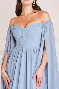 Maxi Dresses^* Chiffon Off The Shoulder Maxi With Wings Blue