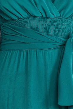 Jumpsuits^* Chiffon Puffy Sleeve Jumpsuit Emerald Green