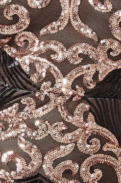 Midi Dresses^* Contrast Sequin Long Sleeve Midi Dress Champagne