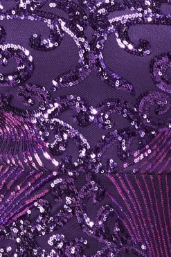 Maxi Dresses^* Contrast Sequin Long Sleeve Maxi Dress Purple