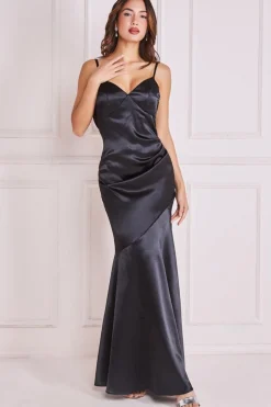 Maxi Dresses^* Cowl Back Satin Maxi Dress Black