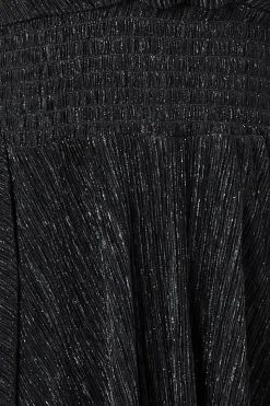 Midi Dresses^* Crinkle Lurex High Low Layered Midi Dress Black