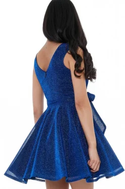 Mini Dresses^* Cross Over Sleeveless Midi Skater Dress Royalblue