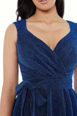 Mini Dresses^* Cross Over Sleeveless Midi Skater Dress Royalblue