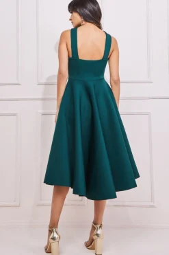 Midi Dresses^* Crossover Keyhole Midi Dress Green
