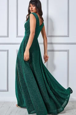 Maxi Dresses^* Crossover Lurex Glitter Maxi Dress Emerald