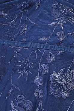 Maxi Dresses^* Embroidered Lace Maxi Flutter Sleeves Navy