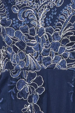 Midi Dresses^* Embroidered Lace Midi Asymmetrical Hem Navy