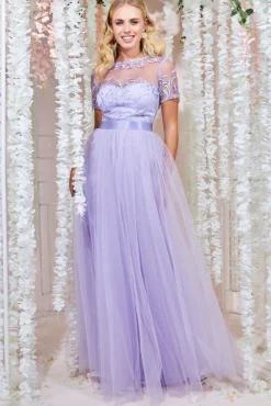 Maxi Dresses^* Embroidered Mesh Maxi Dress Lilac