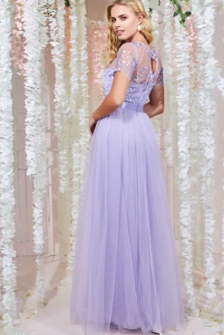 Maxi Dresses^* Embroidered Mesh Maxi Dress Lilac