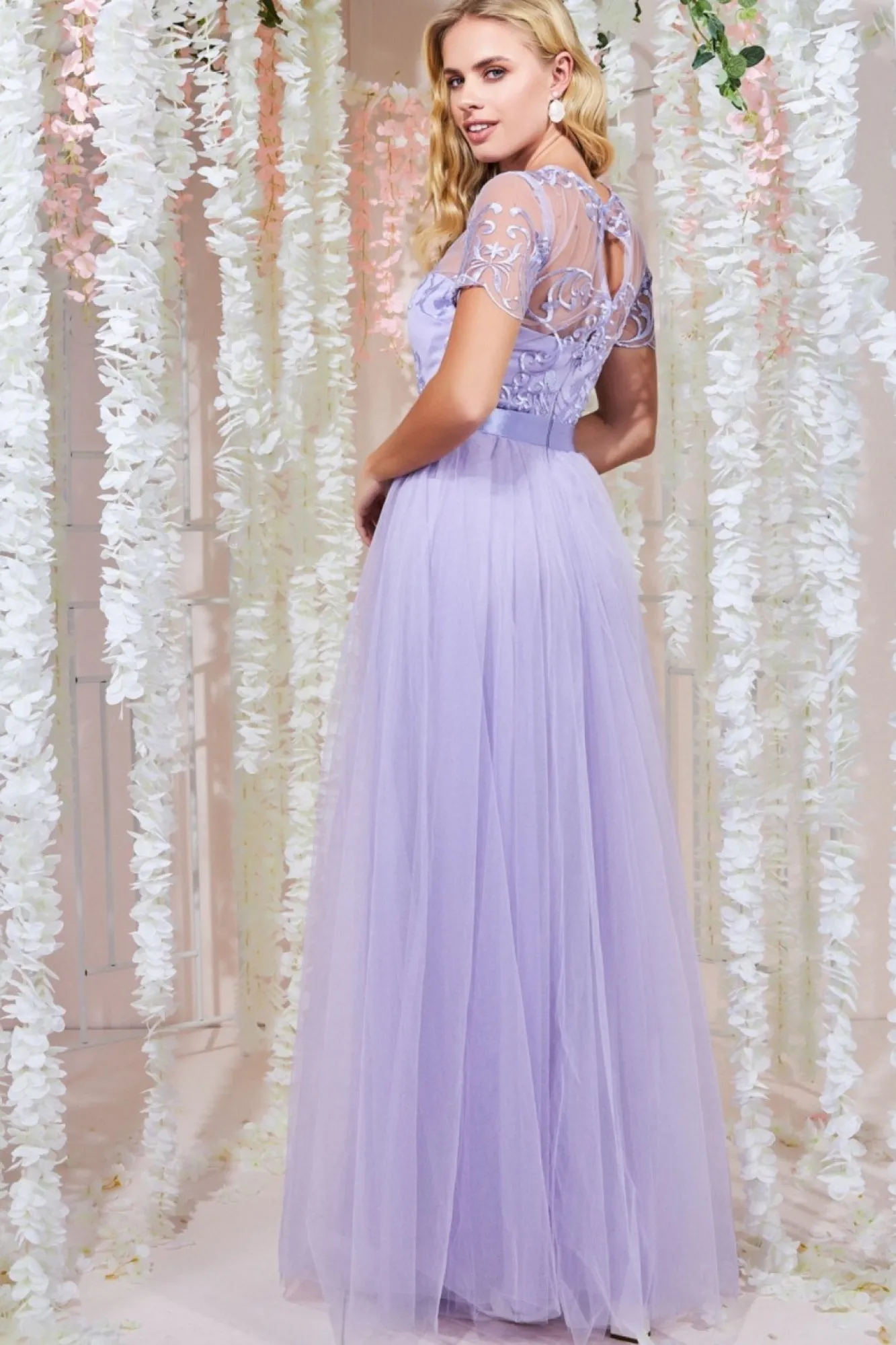 Maxi Dresses^* Embroidered Mesh Maxi Dress Lilac