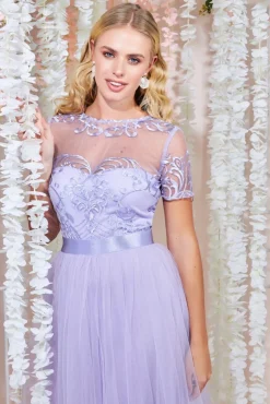 Maxi Dresses^* Embroidered Mesh Maxi Dress Lilac