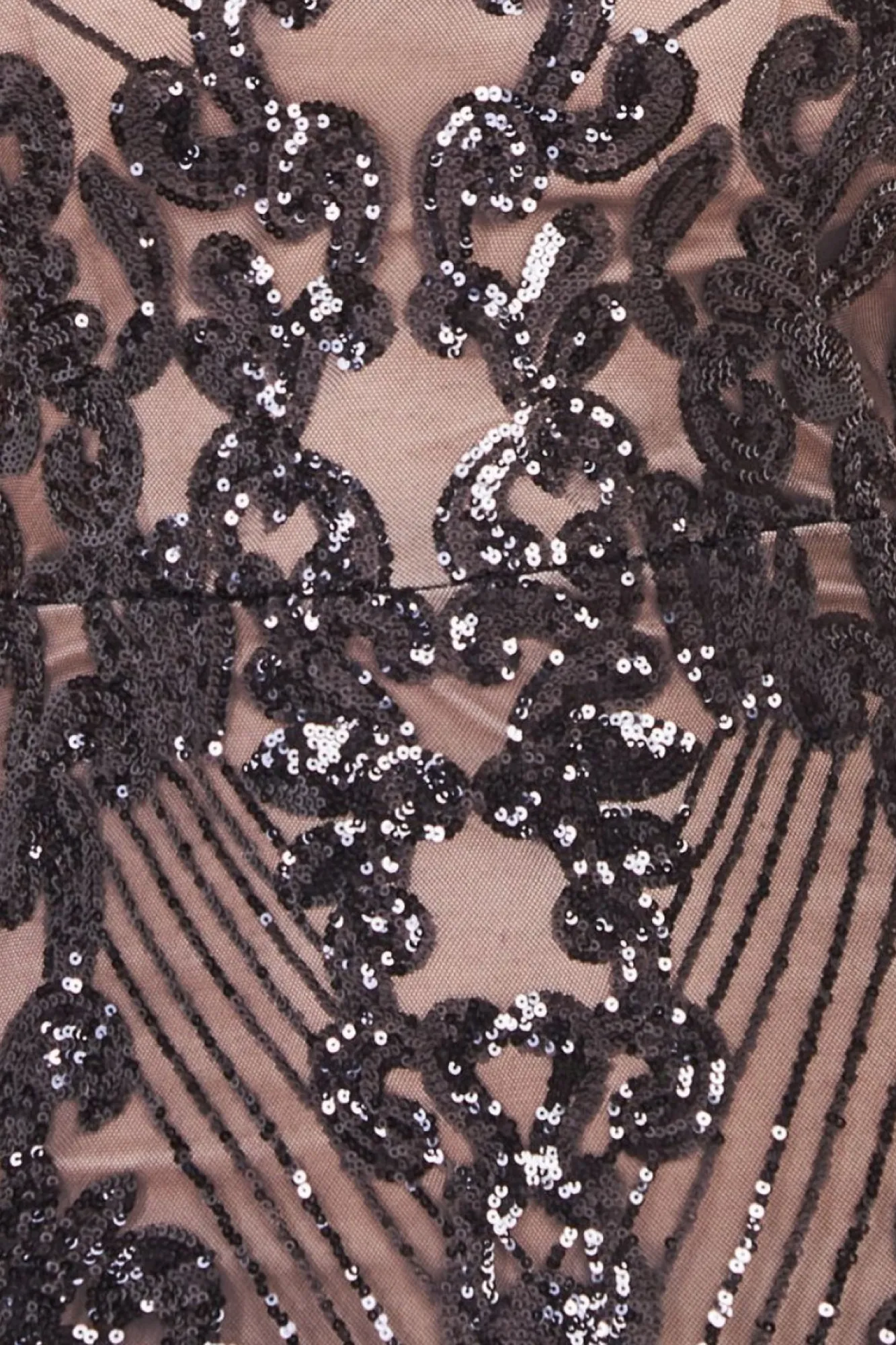 Maxi Dresses^* Embroidered Sequin Beaded Cap Sleeve Maxi Black