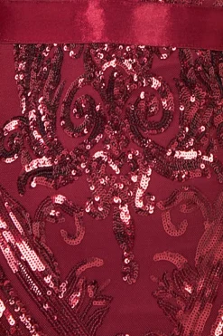 Maxi Dresses^* Embroidered Sequin Maxi Dress Wine