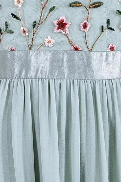 Maxi Dresses^* Embroidered Top Flutter Sleeve Maxi Sagegreen