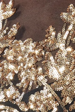 Maxi Dresses^* Exclusive Sequin Mesh Embroidered Maxi Dress Gold