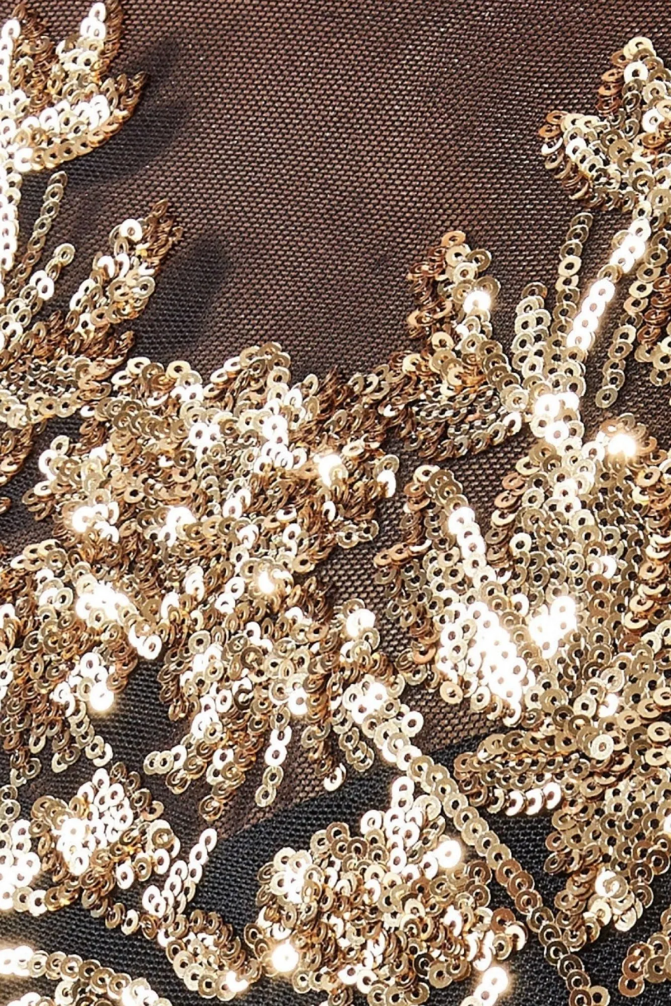Maxi Dresses^* Exclusive Sequin Mesh Embroidered Maxi Dress Gold