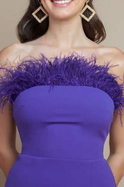 Midi Dresses^* Feather Boobtube Midi Dress Purple