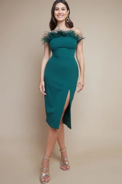 Midi Dresses^* Feather Boobtube Midi Dress Emerald Green