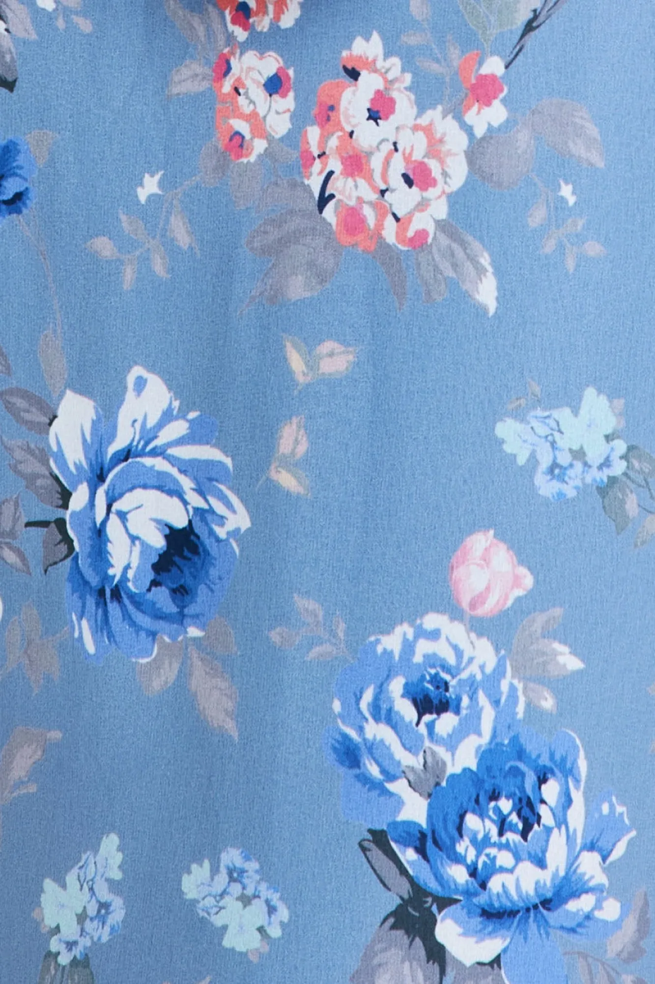 Maxi Dresses^* Floral Printed Chiffon Ruffle Maxi Blue