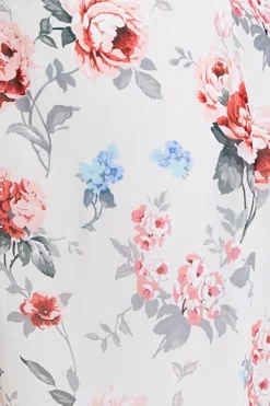 Maxi Dresses^* Floral Printed Chiffon Ruffle Maxi Cream