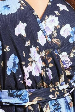 Midi Dresses^* Flutter Sleeve Printed Midi Dress - Navy Print Navyprint