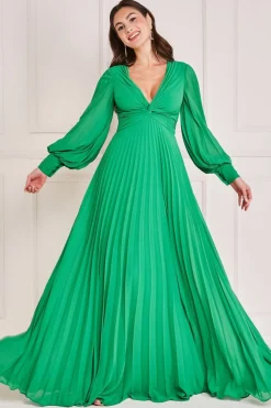 Maxi Dresses^* Fully Pleated Chiffon Maxi Dress Green