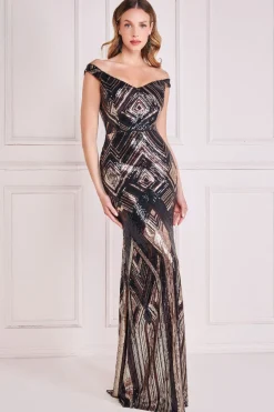 Maxi Dresses^* Geometric Sequin Sleeveless Maxi Black