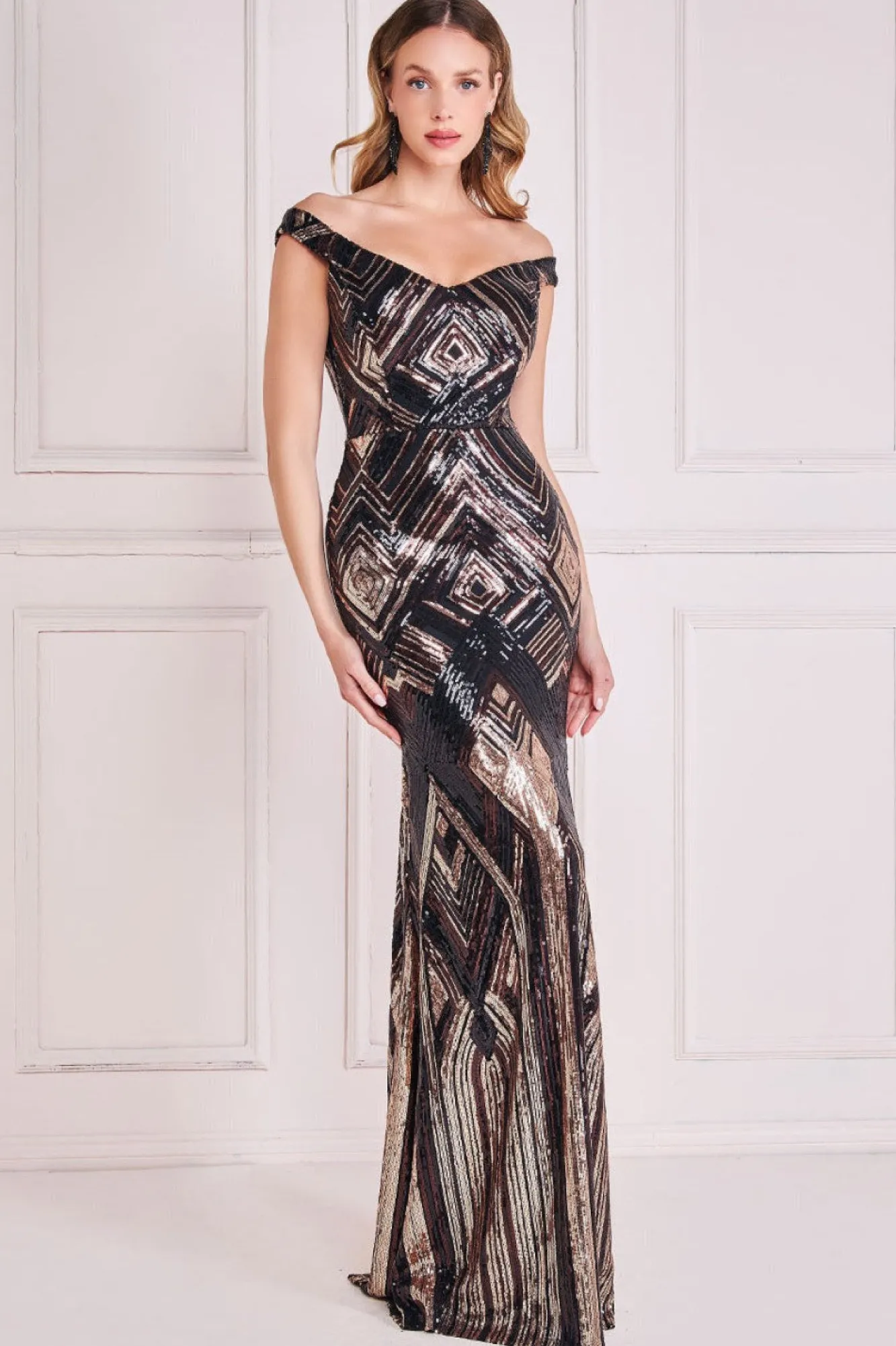 Maxi Dresses^* Geometric Sequin Sleeveless Maxi Black