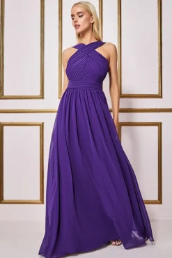 Maxi Dresses^* Halter Neck Chiffon Maxi Dress Purple