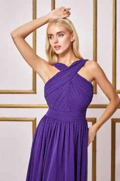 Maxi Dresses^* Halter Neck Chiffon Maxi Dress Purple