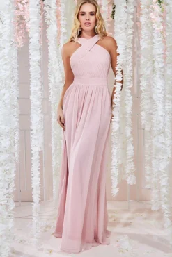 Maxi Dresses^* Halter Neck Chiffon Maxi Dress Lightpink
