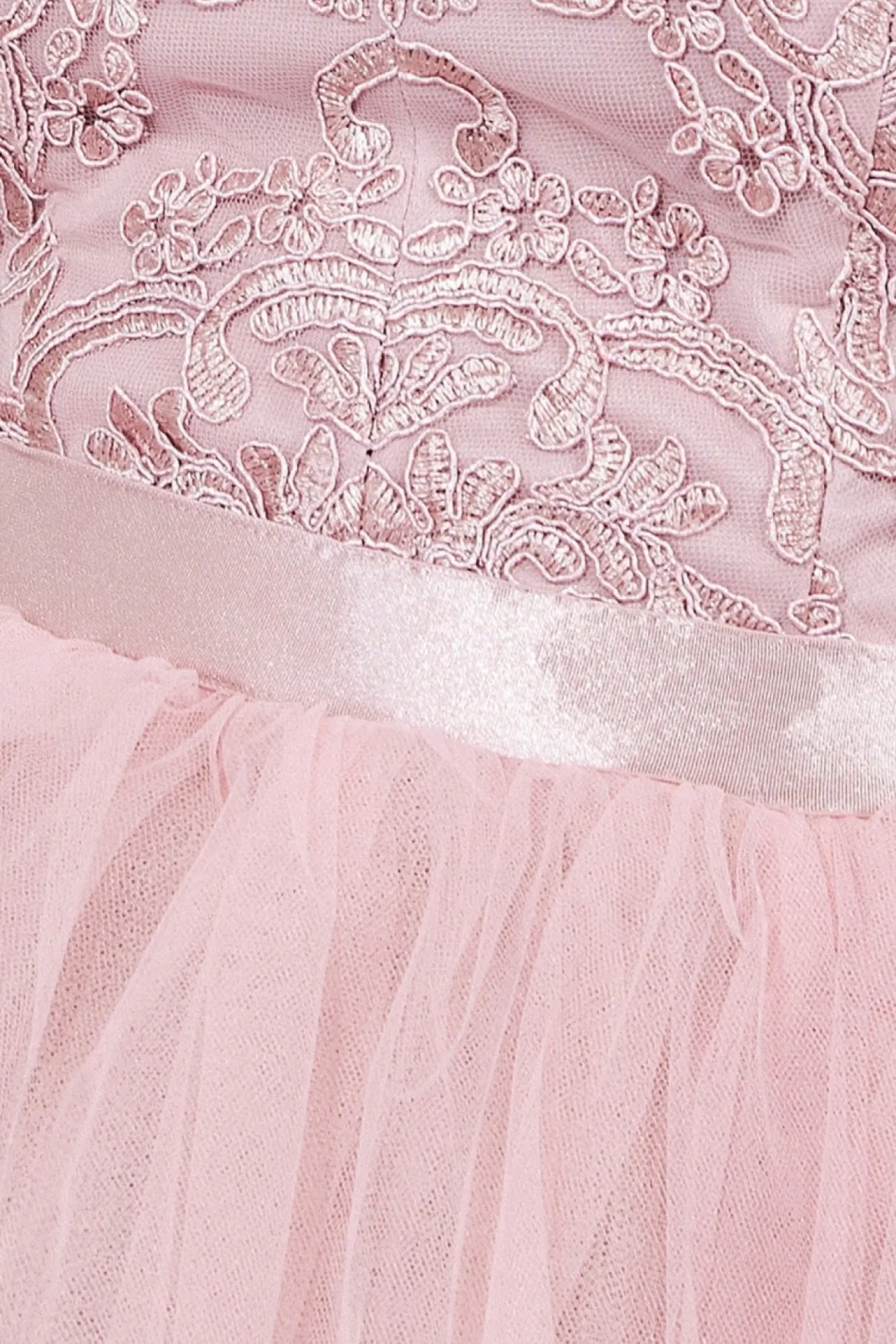 Midi Dresses^* High Low Tulle Midi With Lace Bodice Blush